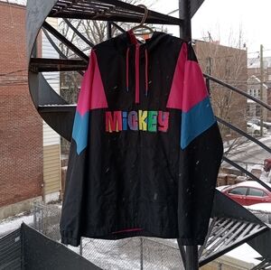 Vintage '90 Disney Mickey Black, Pink And Blue Windbreaker 2XL